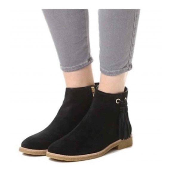 KATE SPADE Bellamy Suede Tassel Black Booties - Picture 1 of 11